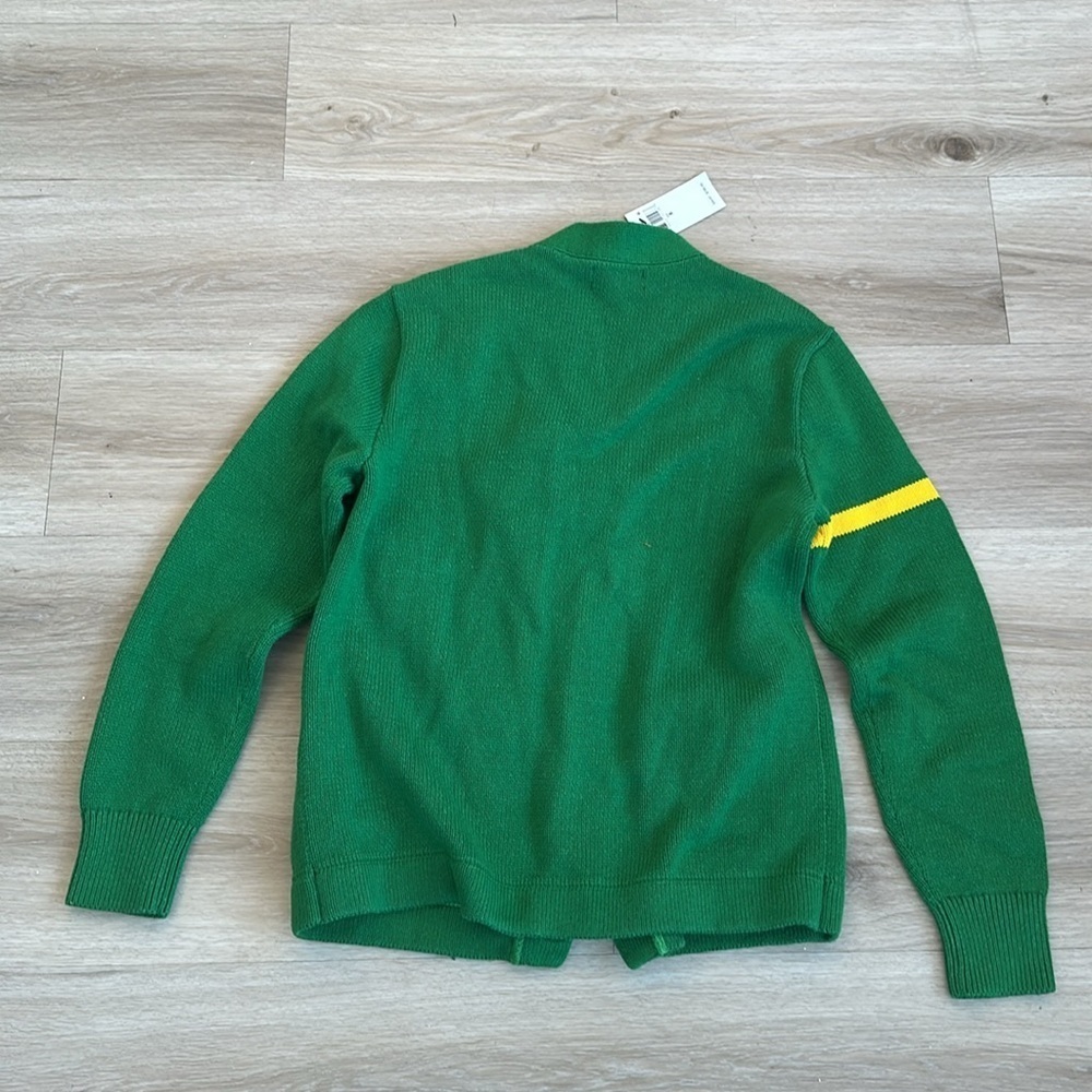 Polo by Ralph Lauren Green Wool Varsity Cardigan with Yellow Patch - Picture 11 of 11